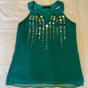 The Limited Teal Sleeveless Top with Large Sequin Detail, Sz S